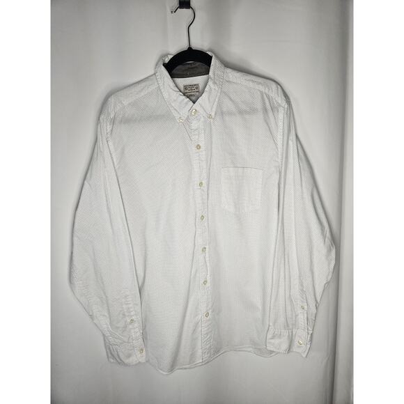 Vintage J Crew Shirt Men's Large White Navy Polka Dots Long Sleeve Button Up - Picture 1 of 8